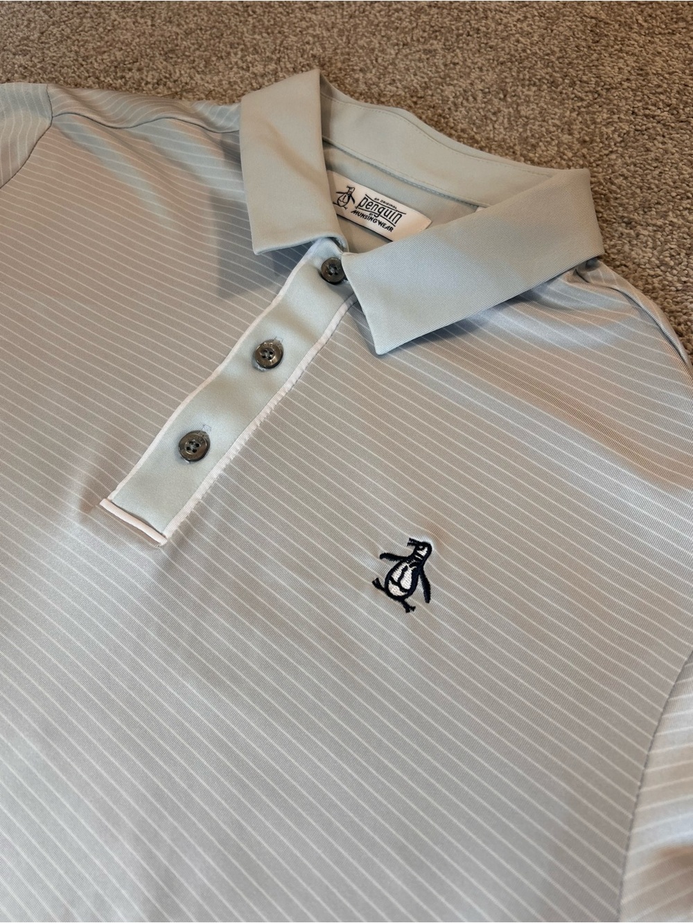 Original Penguin Light Grey Pinstripe Polo